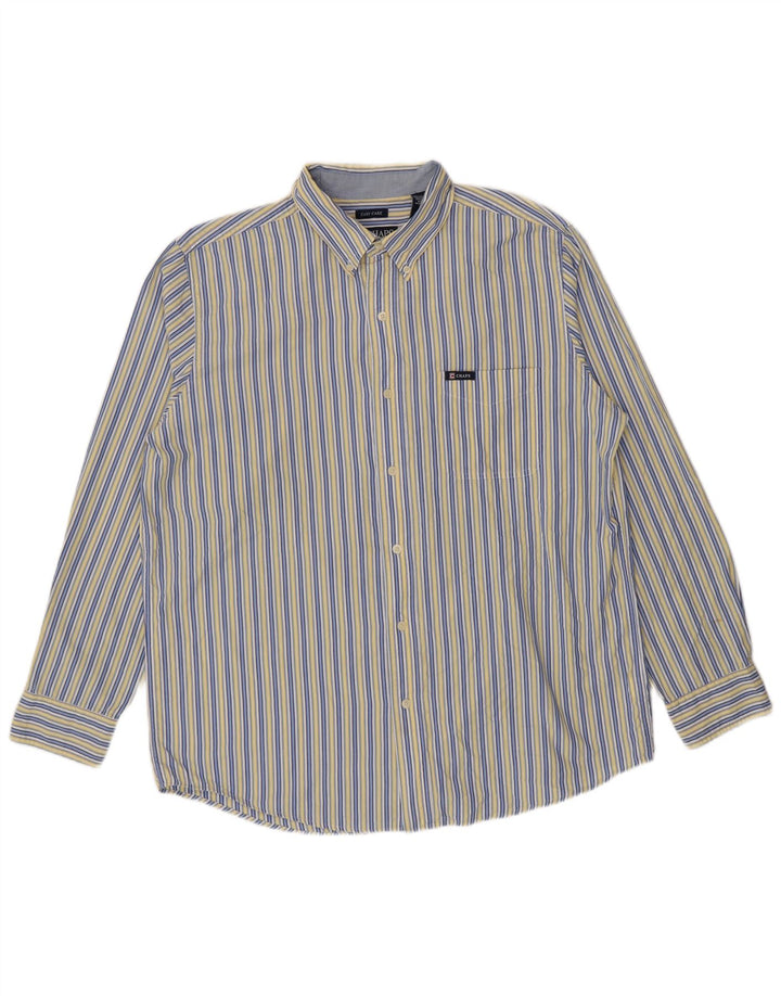 Camisa masculina Chaps Easy Care grande algodão listrado azul