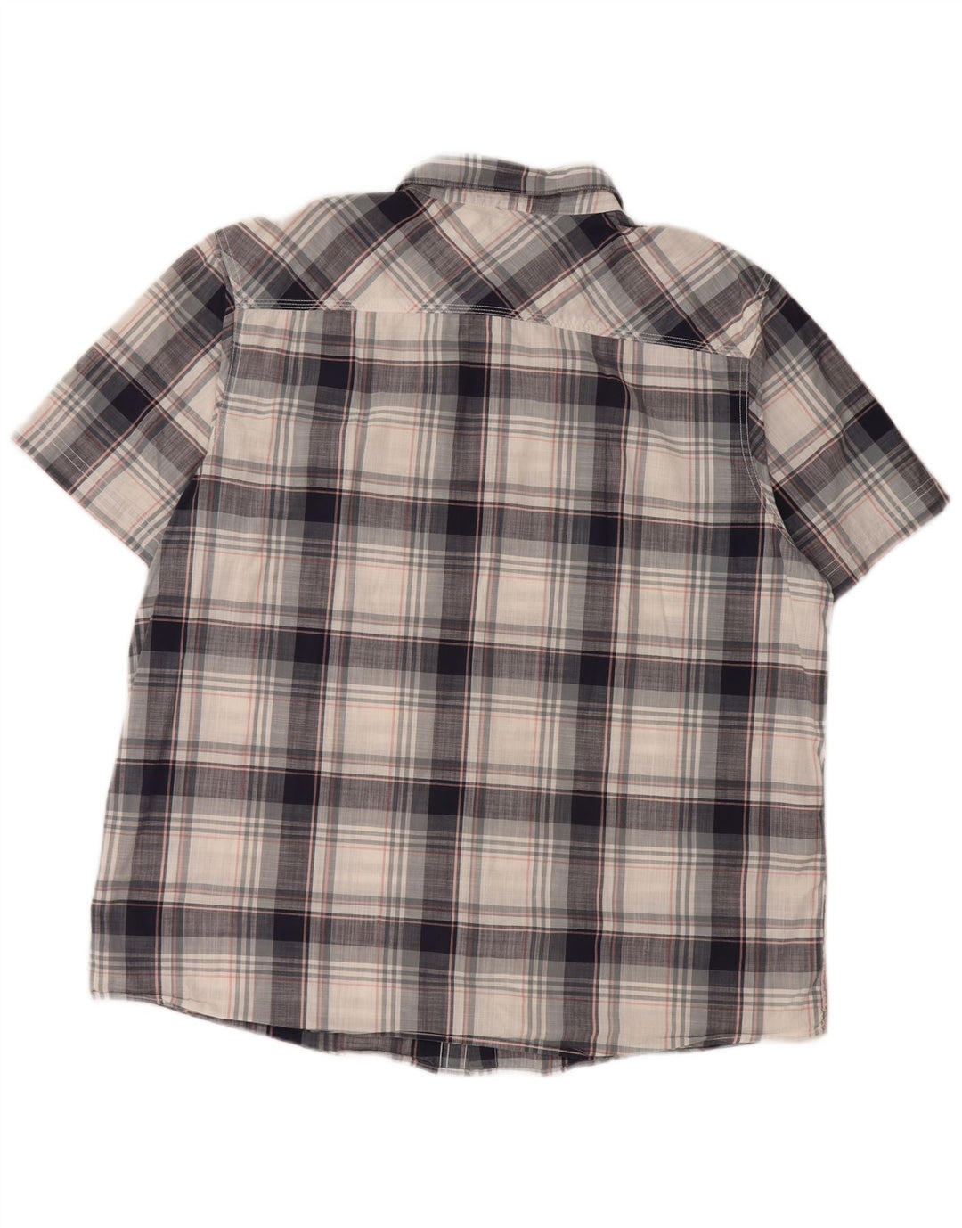 Camisa masculina de manga curta WEIRD FISH 2XL algodão xadrez azul marinho