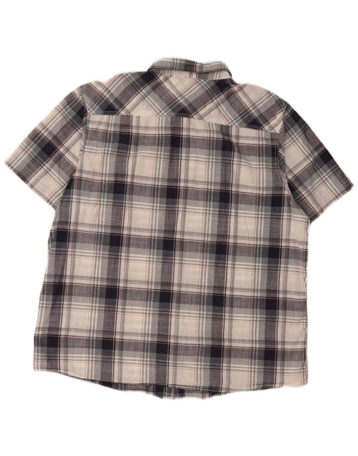 Camisa masculina de manga curta WEIRD FISH 2XL algodão xadrez azul marinho