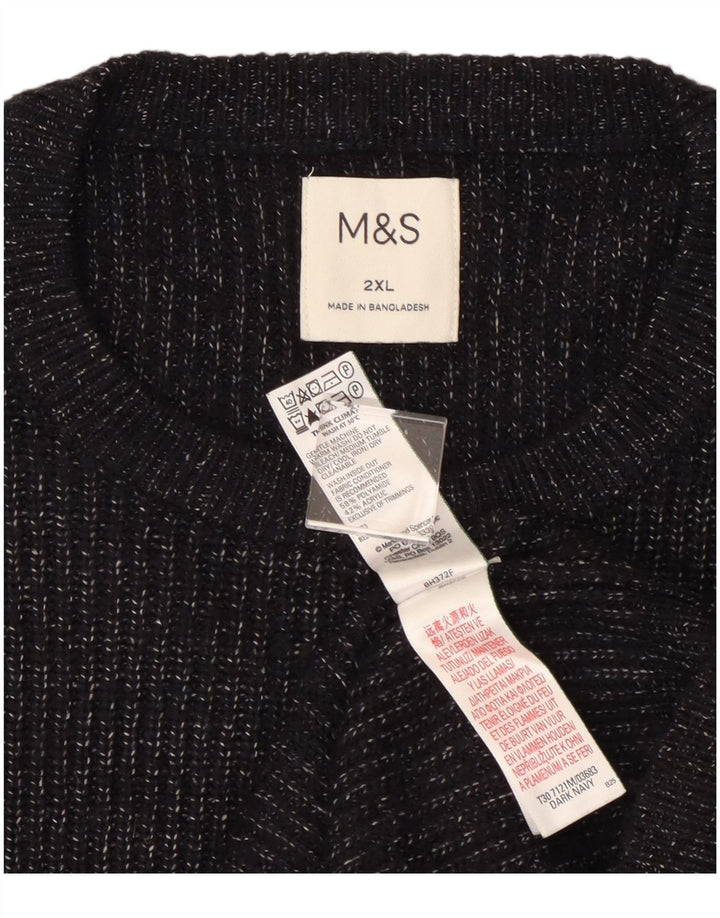 Suéter masculino Marks & Spencer com gola redonda 2XL azul marinho manchado