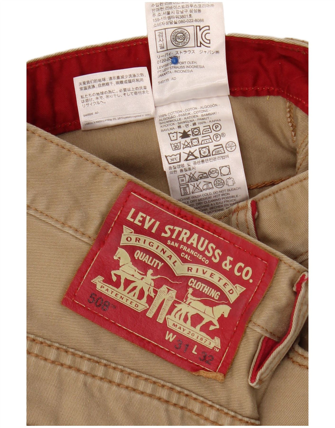 Levi's Masculino 508 Regular Tapered Jeans W31 L32 Algodão Bege