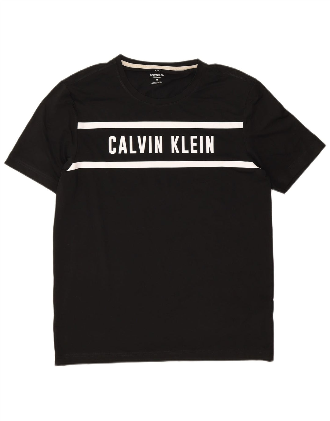 Calvin Klein Camiseta masculina gráfica top médio preto colorblock poliéster