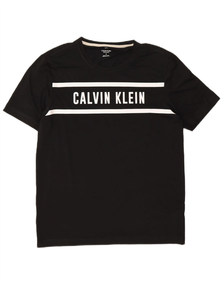 Calvin Klein Camiseta masculina gráfica top médio preto colorblock poliéster