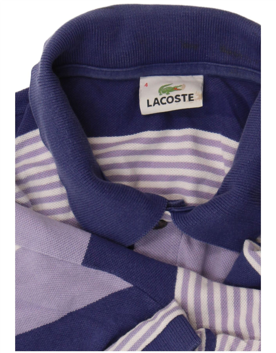 Camisa polo masculina Lacoste tamanho 4 listrado roxo médio