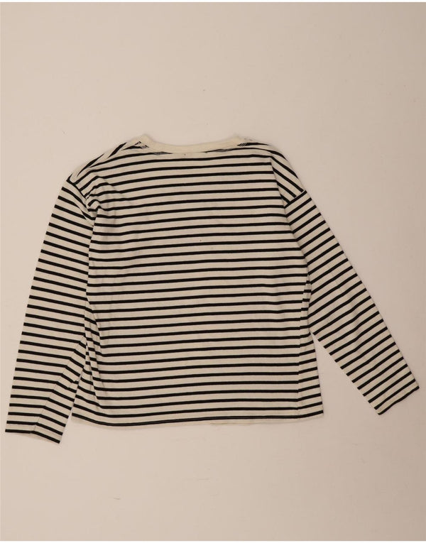 Top feminino Zara de manga comprida UK 14 listrado preto médio
