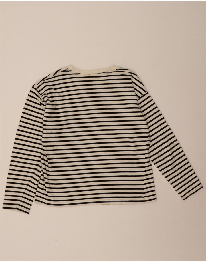 Top feminino Zara de manga comprida UK 14 listrado preto médio