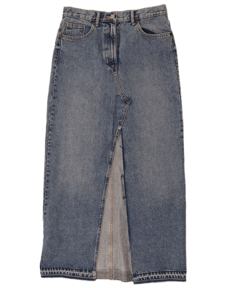Zara Saia jeans maxi feminina média W28 algodão azul