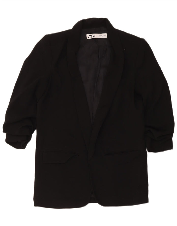 Zara Womens Open Blazer Jacket Reino Unido 10 Pequeno Preto