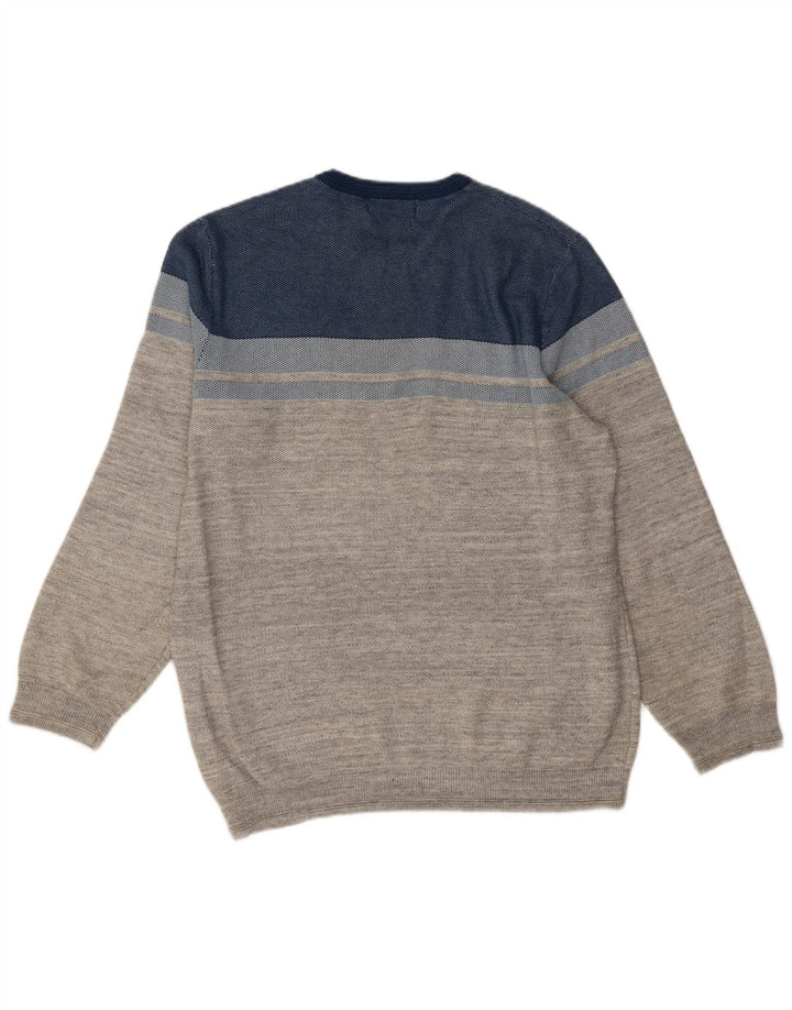 Suéter masculino Marks & Spencer com gola redonda, grande, cinza, algodão colorblock