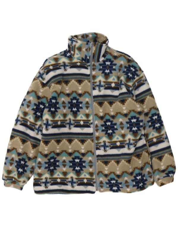 Jaqueta de lã masculina vintage UK 40 grande geométrica multicolorida