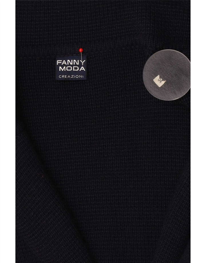 Suéter cardigã feminino Fanny Moda com peito duplo IT 54 3XL azul marinho