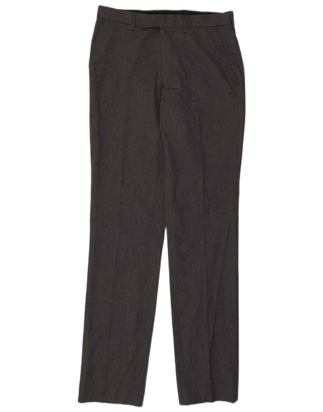 Calça masculina de terno reto Marks & Spencer W30 L35 poliéster cinza