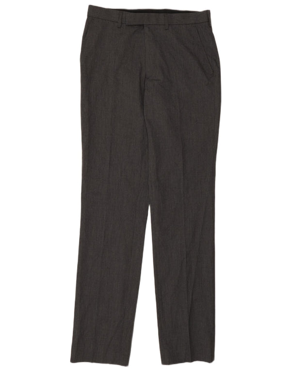 Marks & Spencer Mens Straight Suit Trousers W30 L35 Grey Polyester