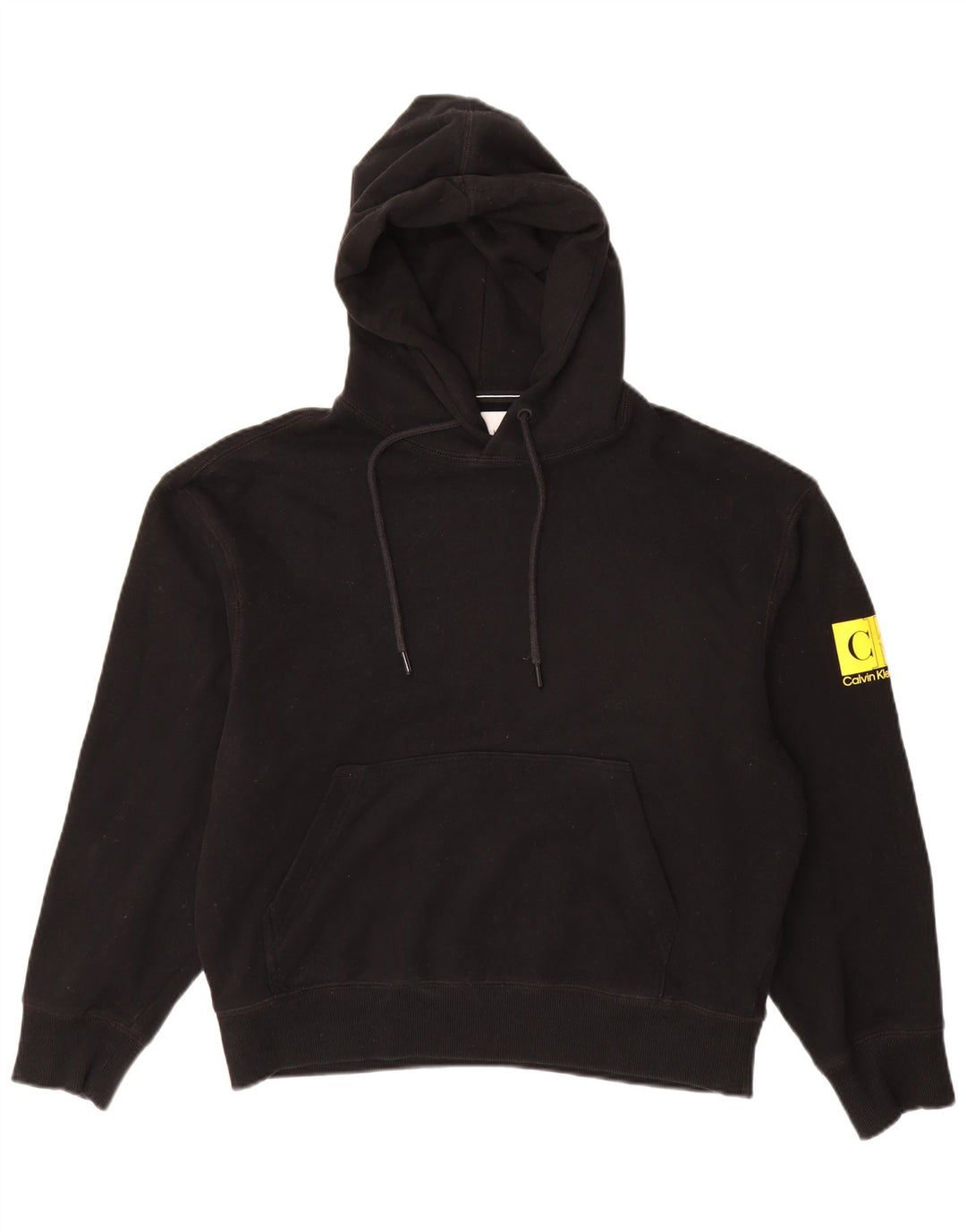 CALVIN KLEIN JEANS Suéter com capuz gráfico masculino médio algodão preto