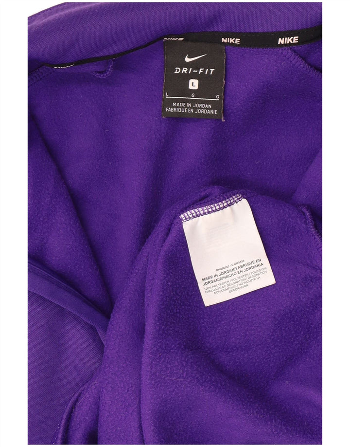 NIKE Mens Zip Neck Moletom Jumper Grande Roxo Poliéster