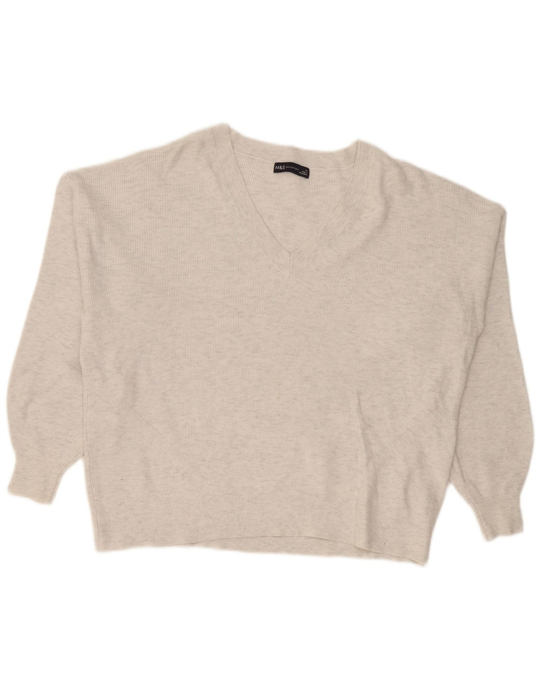Suéter feminino Marks & Spencer grande com decote em V Reino Unido 18 XL cinza