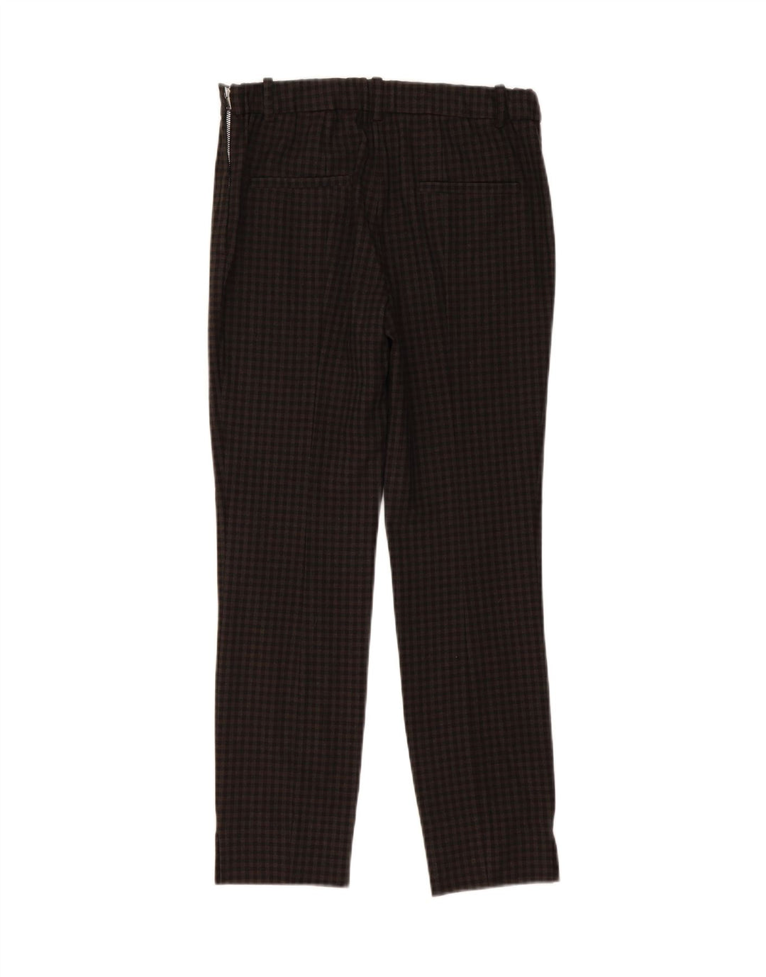 Zara Calça feminina casual slim média W28 L28 cinza guingão
