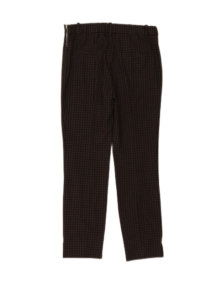 Zara Calça feminina casual slim média W28 L28 cinza guingão