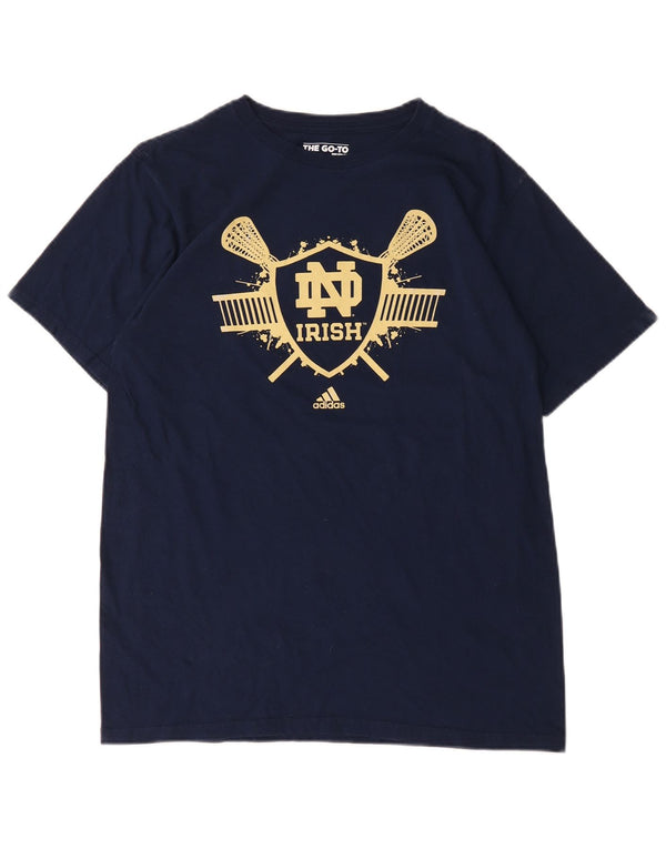 Camiseta Adidas Mens Notre Dame Fighting Irish Graphic Top Grande Azul Marinho