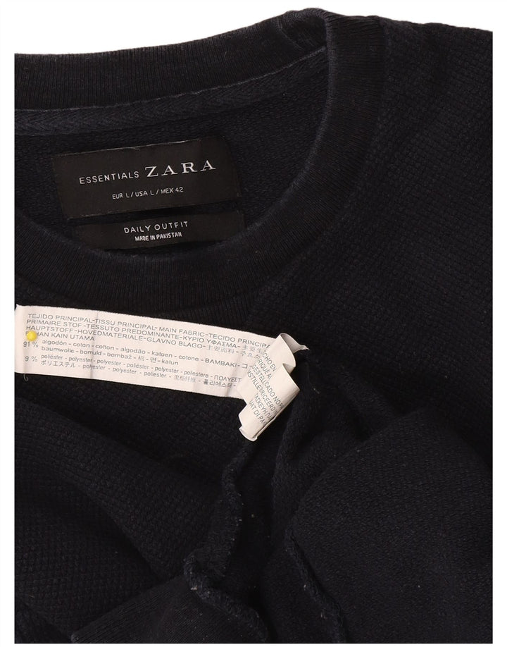 Zara moletom masculino jumper grande algodão azul marinho