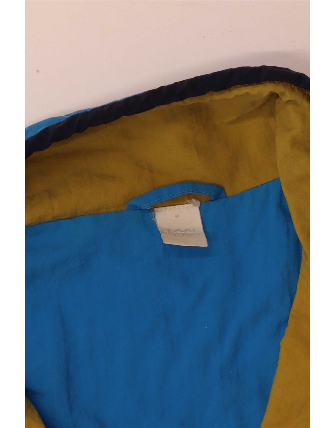 Jaqueta masculina vintage de ajuste solto, jaqueta superior azul médio colorblock