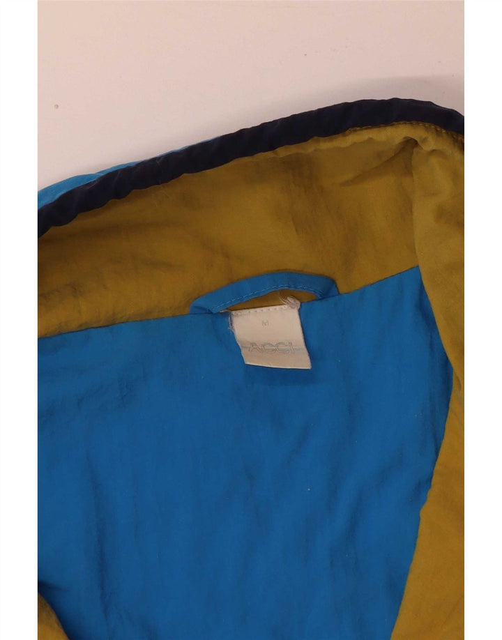 Jaqueta masculina vintage de ajuste solto, jaqueta superior azul médio colorblock