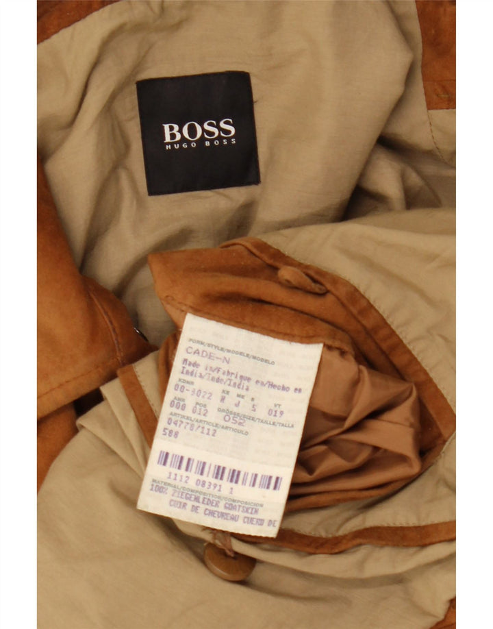 Jaqueta masculina de camurça Hugo Boss EU 52 XL couro marrom