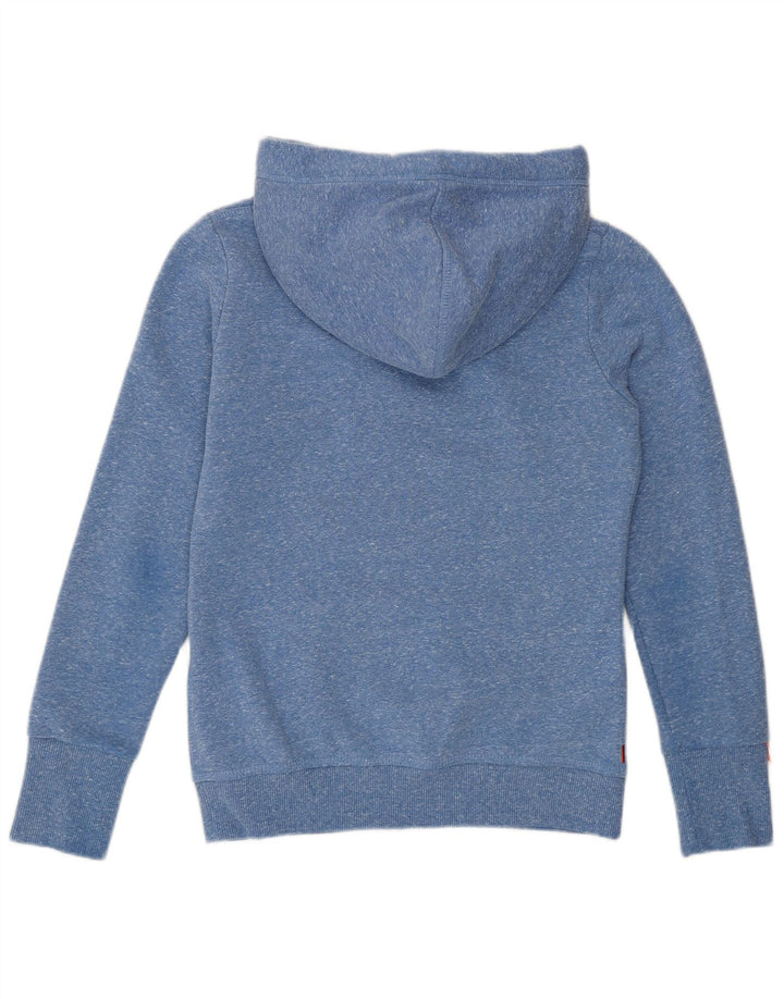 Jumper com capuz feminino Superdry UK 8 pequeno poliéster manchado azul