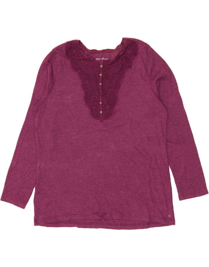 EDDIE BAUER Womens Top Long Sleeve UK 20 2XL Burgundy Cotton Vintage Eddie Bauer and Second-Hand Eddie Bauer from Messina Hembry 