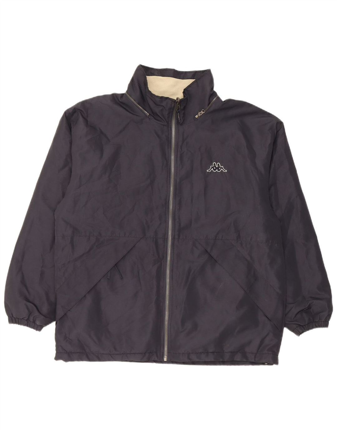 Jaqueta masculina superdimensionada reversível Kappa UK 36 poliéster azul marinho pequeno