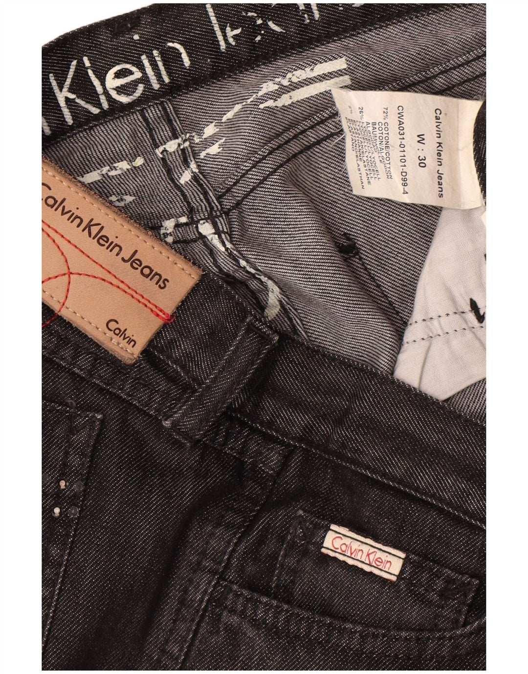Calça jeans reta feminina Calvin Klein W30 L28 algodão preto