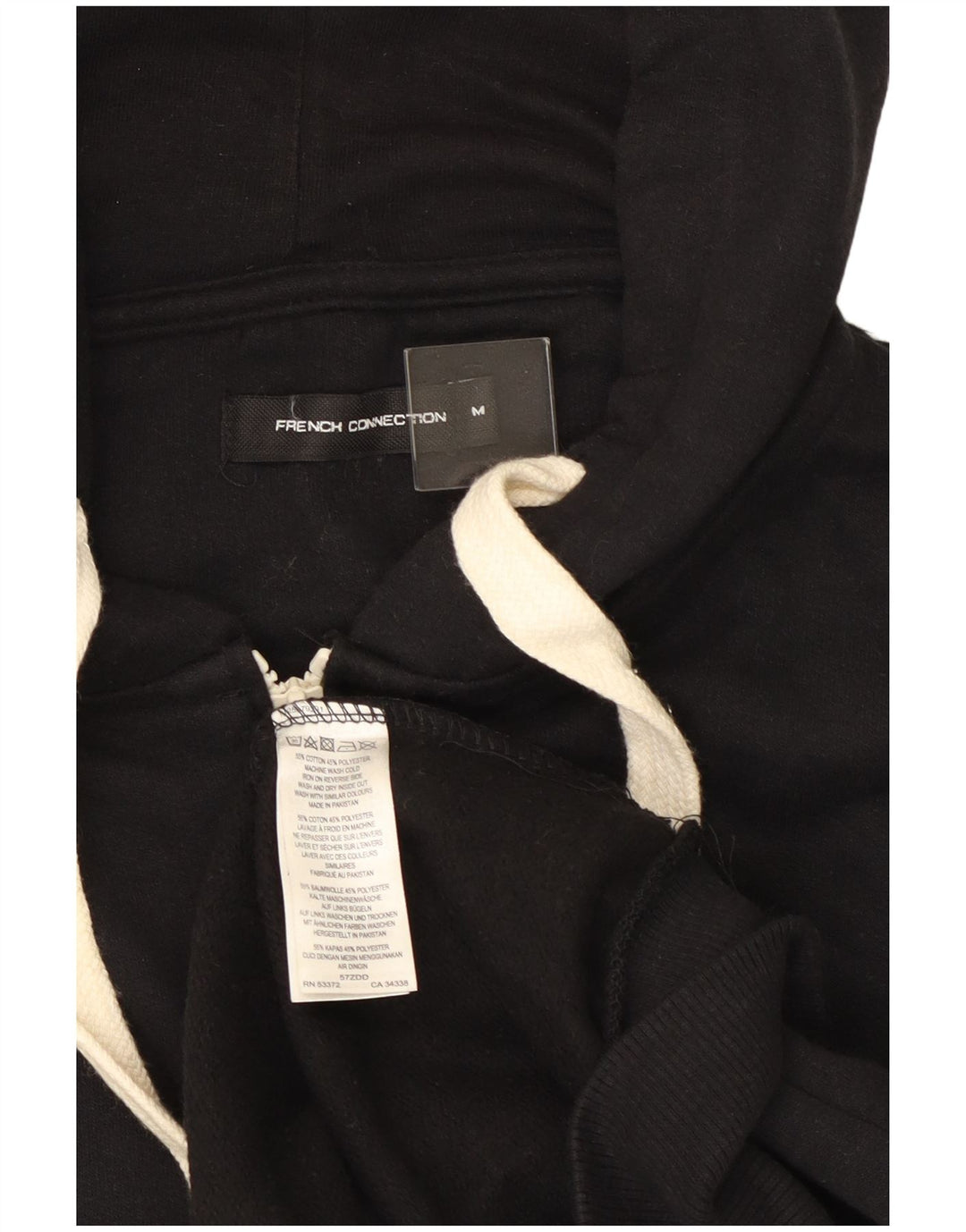 Suéter masculino com capuz e zíper French Connection algodão preto médio
