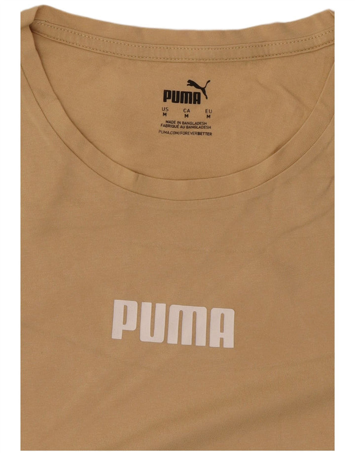 Puma Camiseta feminina gráfica Top UK 12 Medium Bege Colourblock