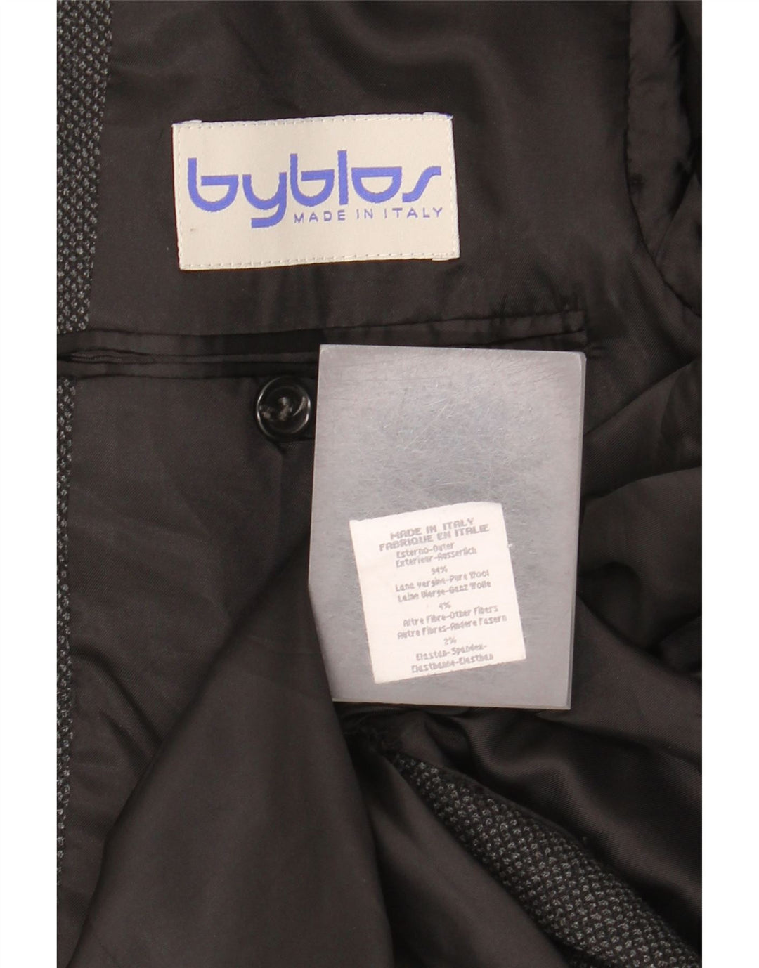 Jaqueta blazer masculina Byblos com 3 botões EU 48 lã cinza médio