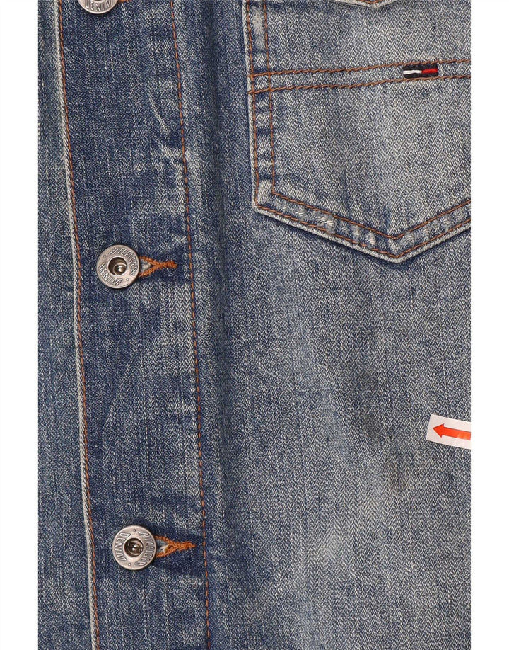 Jaqueta jeans feminina Tommy Hilfiger Reino Unido 16 grande algodão azul