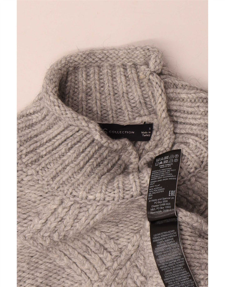 Suéter feminino Marks & Spencer com gola tartaruga Reino Unido 10 pequeno cinza