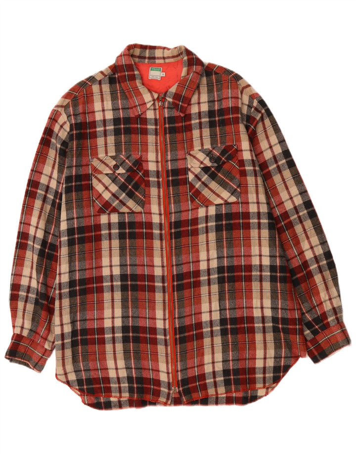 Camiseta feminina Benetton Oversized UK 18 XL poliéster xadrez vermelho
