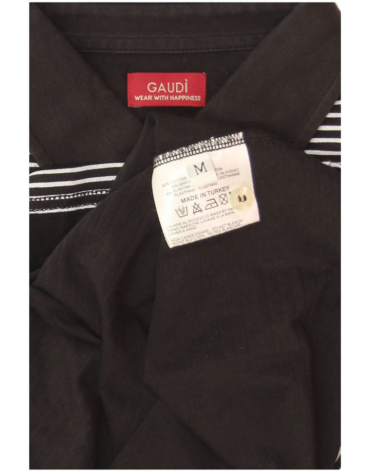 Camisa polo masculina gráfica Gaudi de algodão listrado preto médio