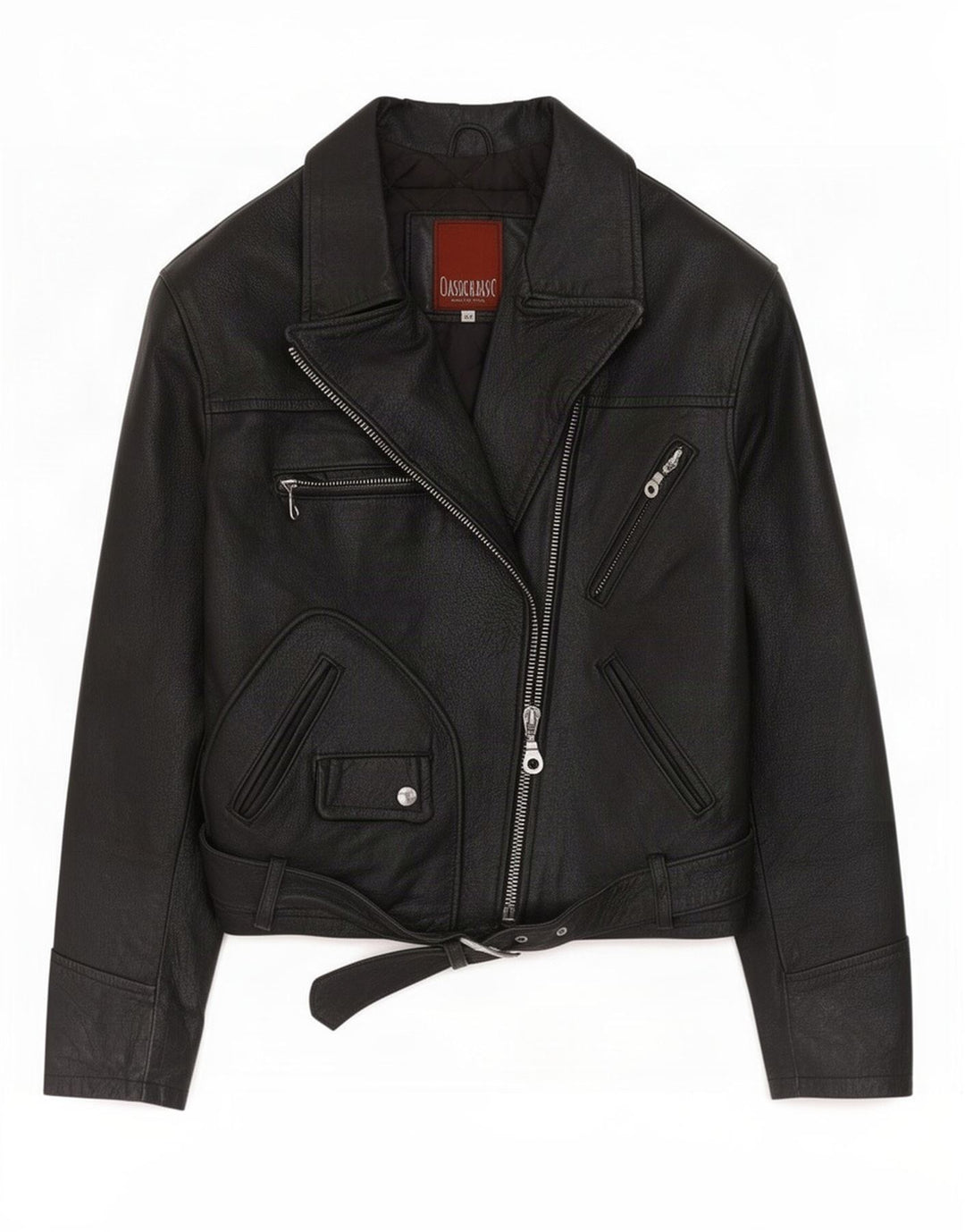 Jaqueta de couro feminina vintage para motociclista IT 44 médio preto