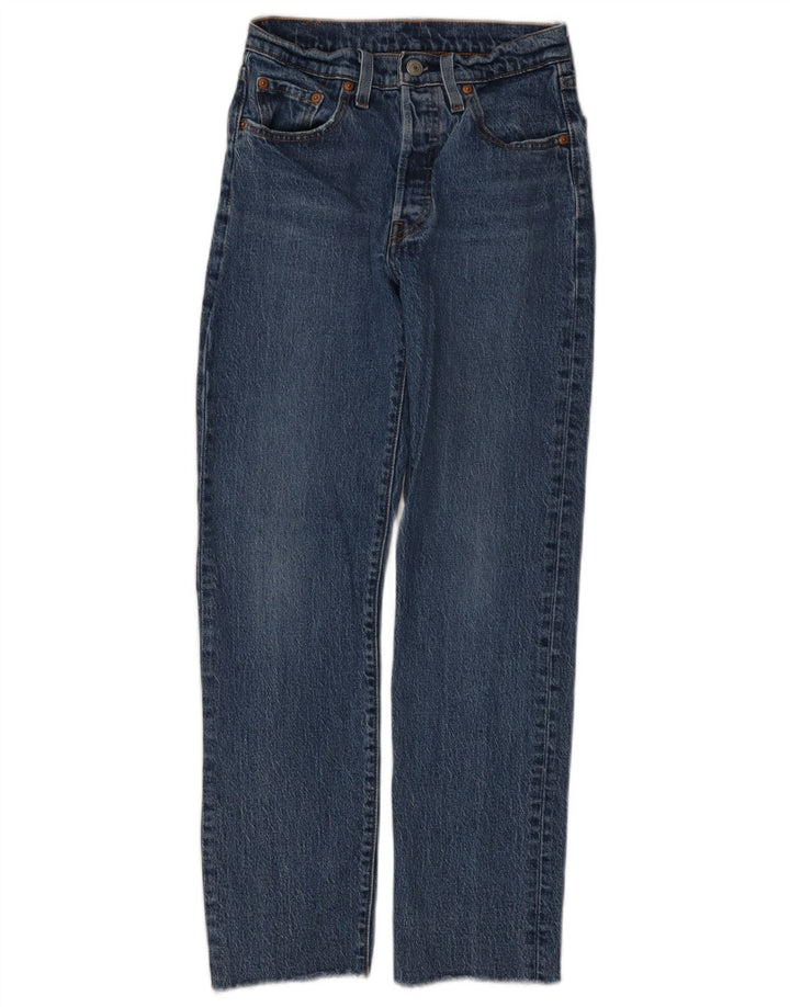 Calça jeans feminina Levi's 501 Straight W24 L28 azul algodão