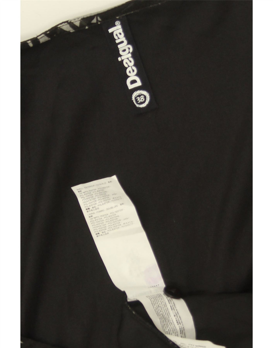 Vestido feminino DESIGUAL sem mangas EU 38 poliéster floral preto médio