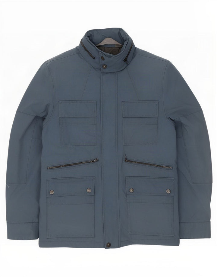 Jaqueta corta-vento masculina com capuz Marks & Spencer Reino Unido 38 poliéster azul médio