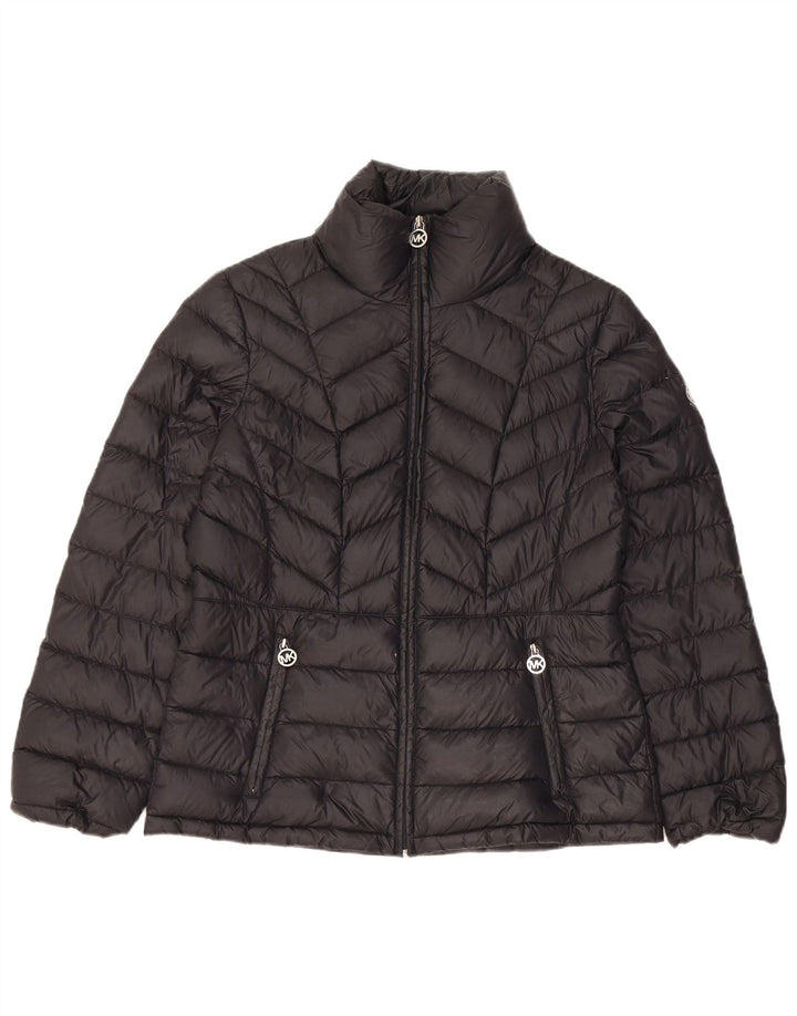 Jaqueta acolchoada feminina Michael Kors UK 10 pequena nylon preta