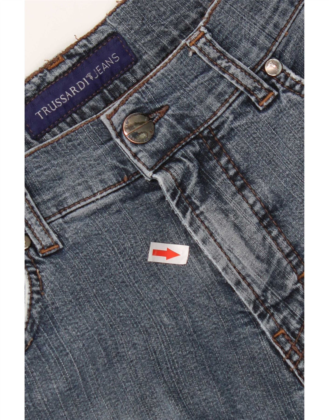 Trussardi Mens Straight Jeans W34 L32 Azul Algodão