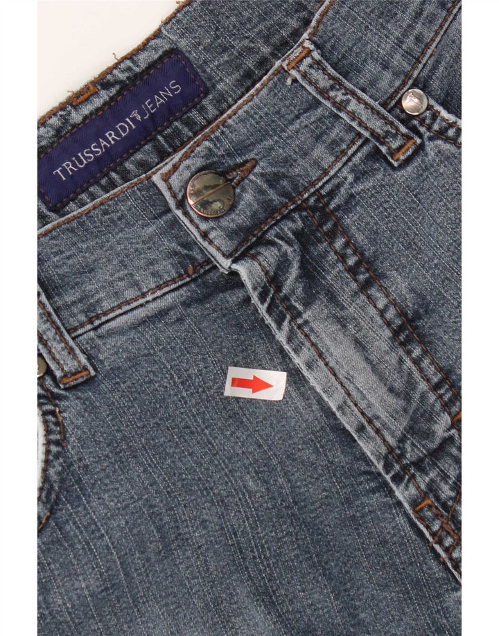 Trussardi Mens Straight Jeans W34 L32 Azul Algodão