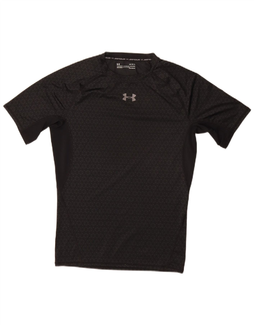 UNDER ARMOUR Camiseta masculina Heat Gear Top grande cinza geométrico sintético