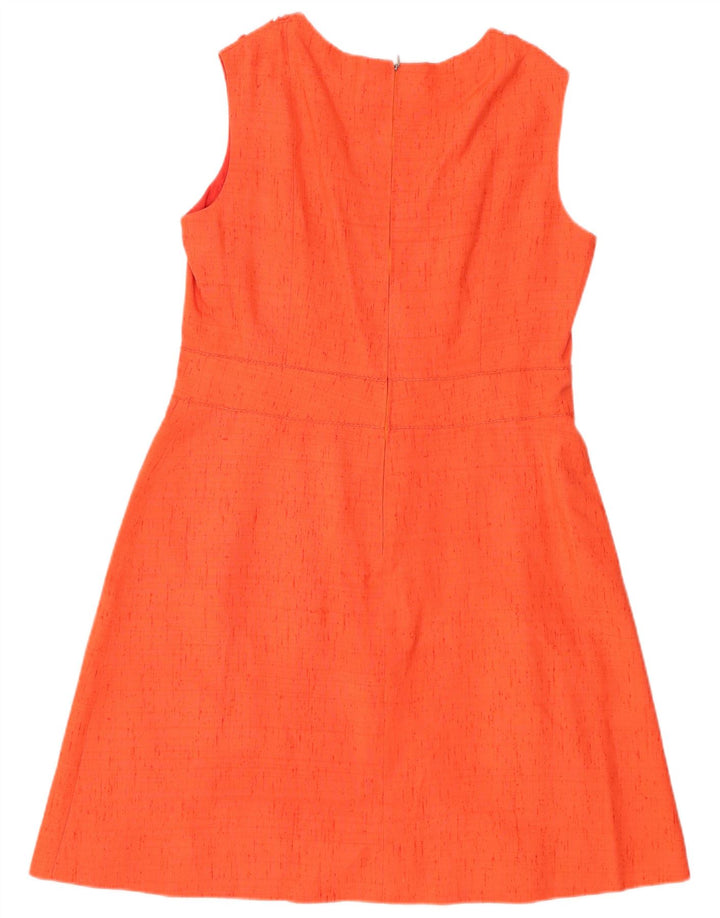 Conjunto feminino vintage com 3 botões e 2 peças Reino Unido 12 seda laranja média