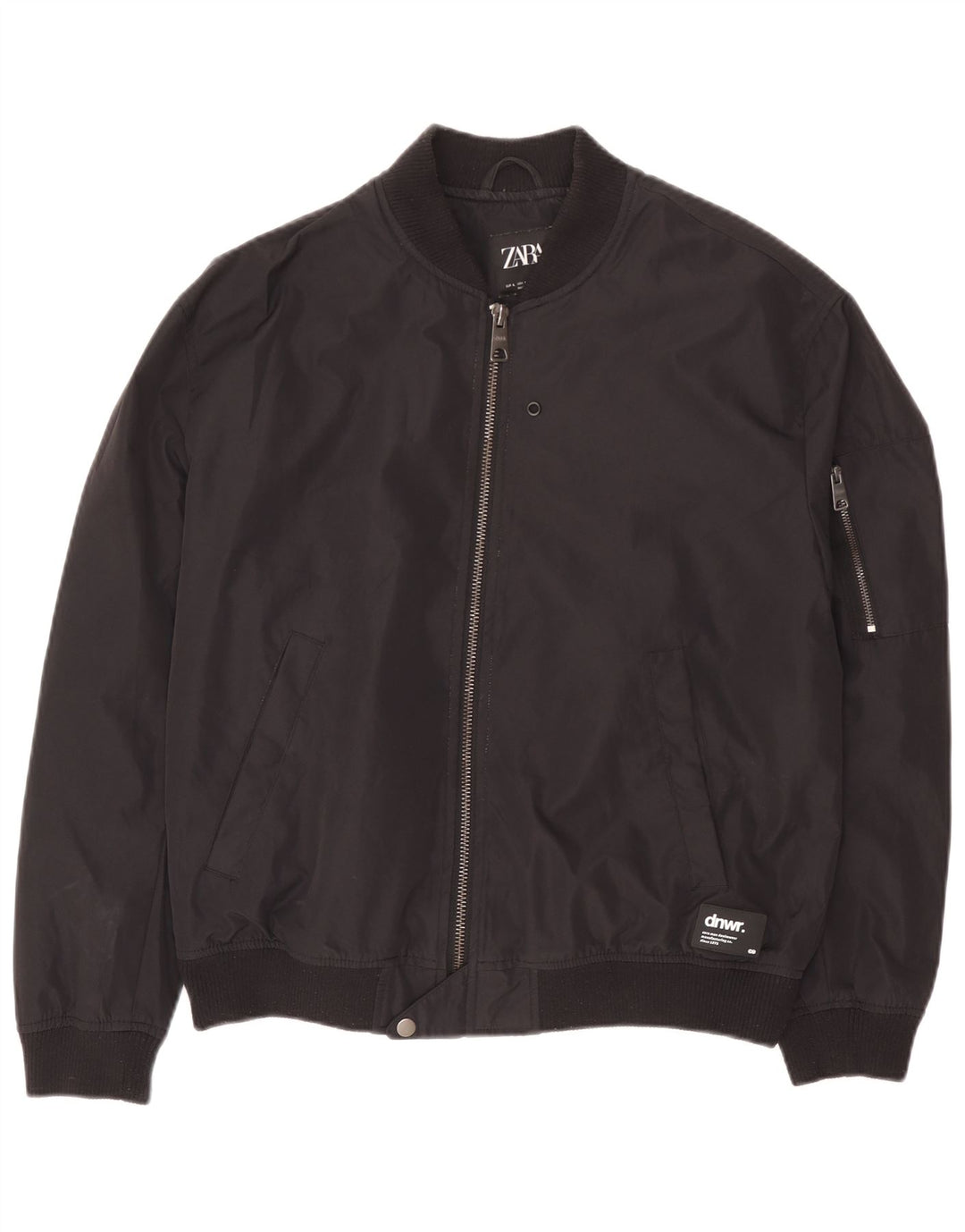 Zara Mens Bomber Jacket UK 40 Grande Poliéster Preto