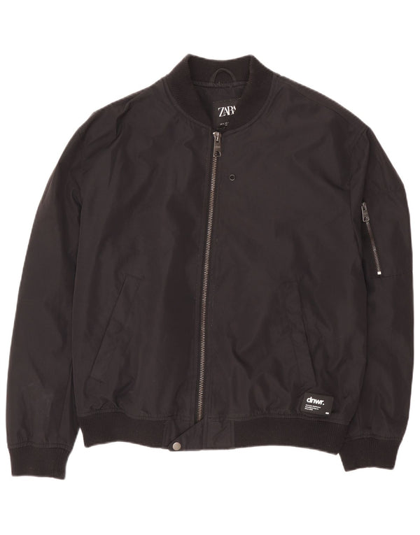 Zara Mens Bomber Jacket UK 40 Grande Poliéster Preto