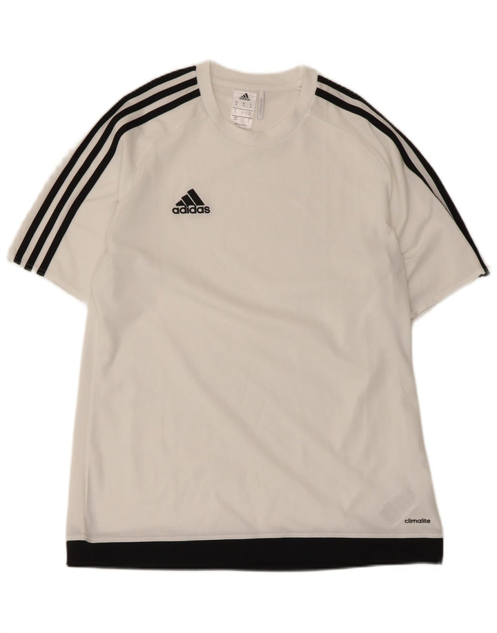 Adidas Mens Climalite Camiseta Top Médio Branco Colourblock Poliéster